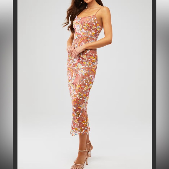 Elliatt Vespers Embellished Midi Dress - floral sequin - Size M - Picture 4 of 15